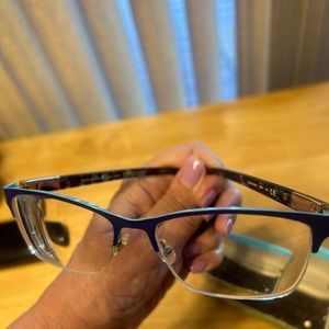 Kate Spade Glorianne eyeglass frame case 53-16-140 blue-turq-tortoise/gold sides